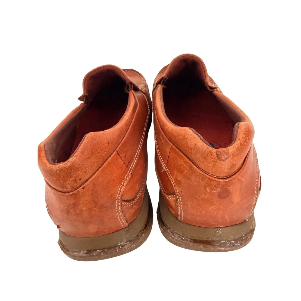 Dunham by New Balance Mens Tan Leather Slip On Moc Toe Loafers Casual Shoes